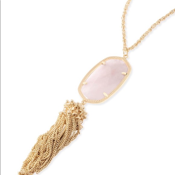 NWOT KENDRA SCOTT ROSE QUARTZ/GOLD RAYNE NECKLACE! - Picture 1 of 7